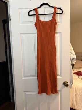 wild fable Rust Ribbed Tank Midi Dress